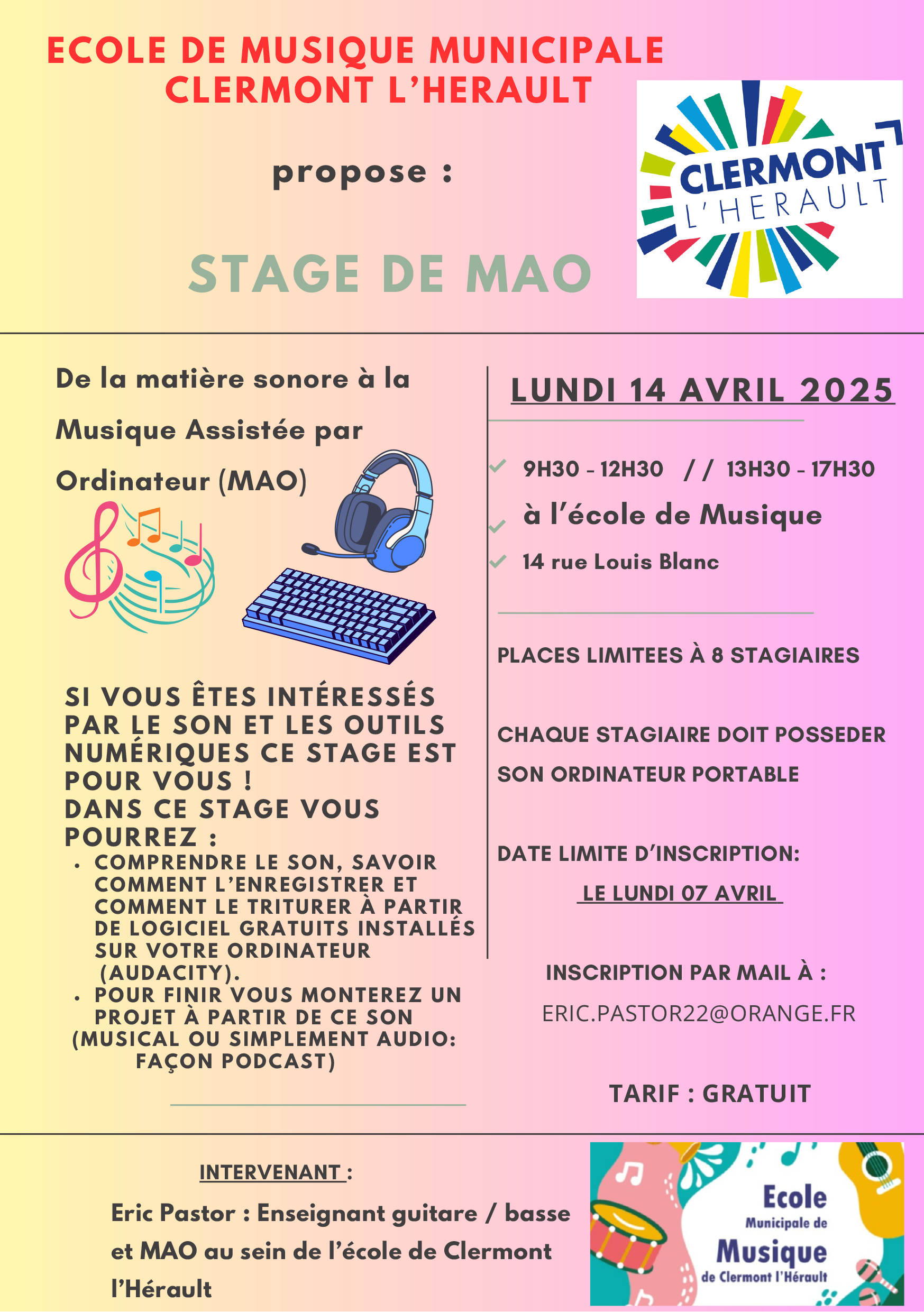 Image STAGE DE MAO (Musique Assistée par Ordinateur)